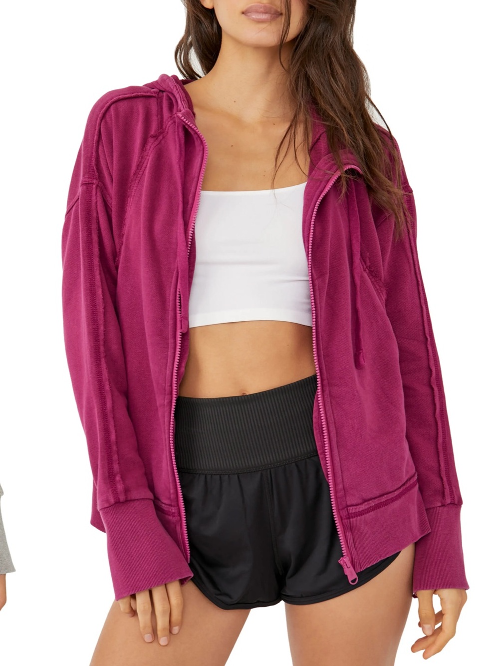 FP Movement Large Fuchsia Zip-Up Hoodie